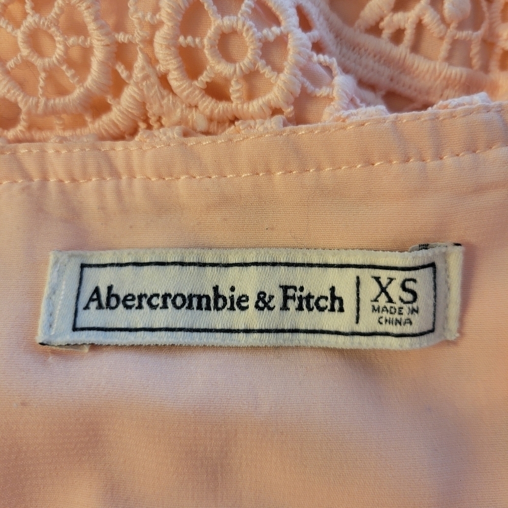 Abercrombie & Fitch Peach Eyelet Lace Overlay‎ Dress Size XS - Picture 5 of 5